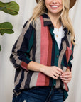 e Luna Cozy Stripe Button Down Shacket