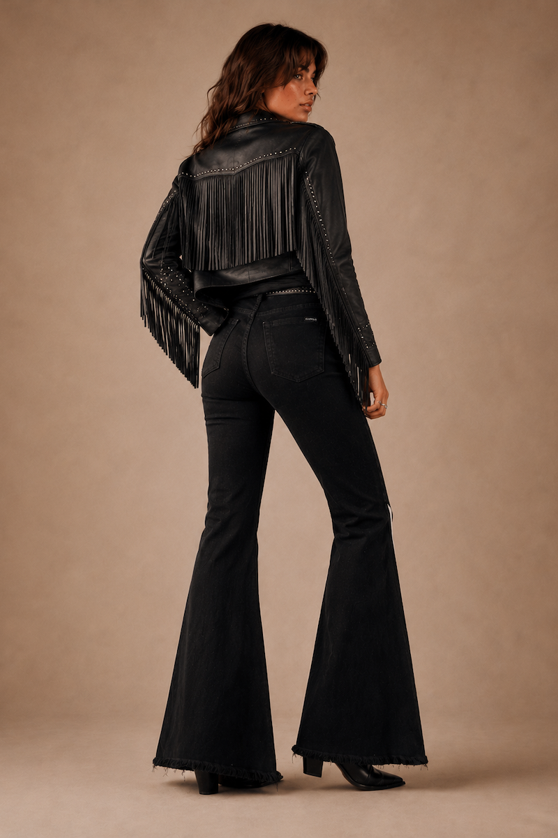 GJG Denim Rockstar Rouge Flare Jeans — White Crocodile