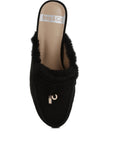 Bosnia Suede & Faux Fur Slip On Mules