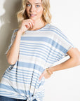 e Luna Striped Front Tie Top