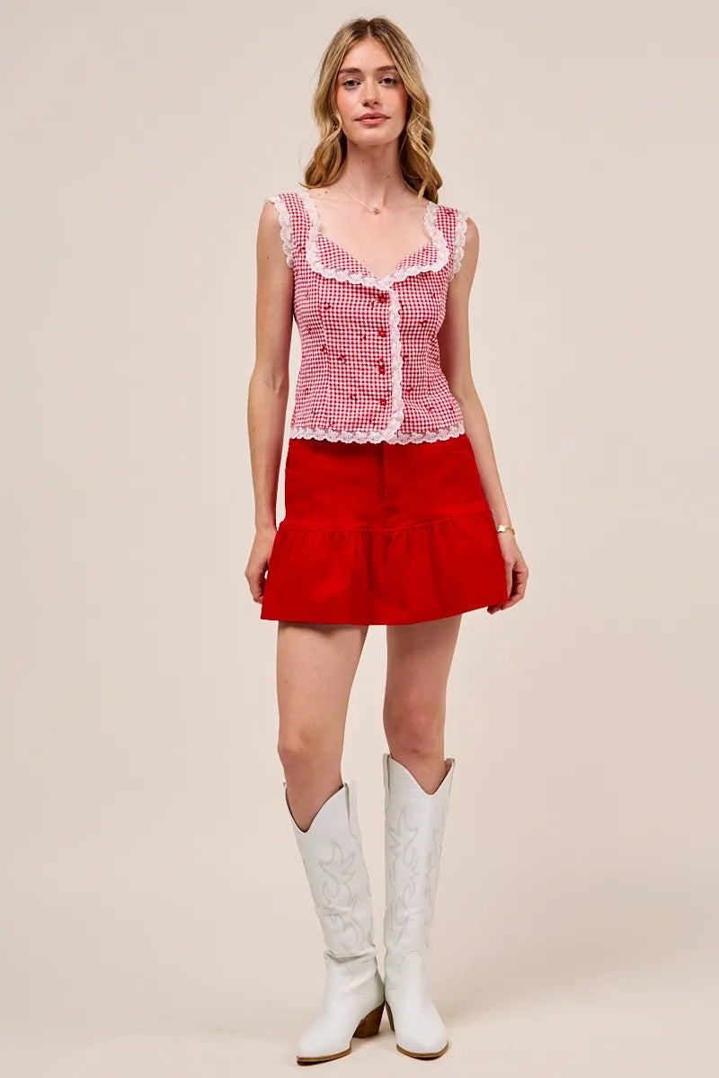 SO ME Ruffled Hem Game Day Mini Skirt