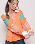 Hailey & Co Color Block Top with Striped Panel