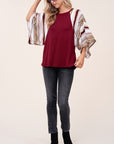 e Luna Waffle Striped Mix Kimono Top