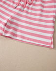 Stripe Puff Sleeve T-Shirt & Drawstring Shorts Set
