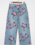 Floral Denim Wide Leg Jeans