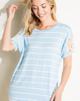 e Luna Striped Lace Patch Boxy Top