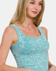 Zenana Washed Ribbed Scoop Neck Wide Strap Tank