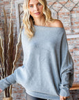 First Love Full Size Asymmetrical Hem Dolman Sleeve Sweater