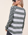 e Luna Dot Stripe Mixed Sweatshirt