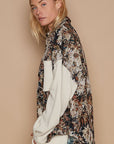 POL Contrast Sleeves Button Down Floral Jacquard Shirt