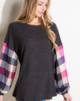 e Luna Multi Plaid Mixed Top