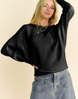 Davi & Dani Round Neck Batwing Sleeve Sweater