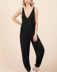 Culture Code Full Size Plunge Sleeveless Jumpsuit with Pockets