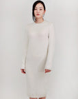 Loose Fit  Long Sleeve Textured Midi Sweater Dress