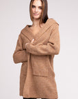 Zenana Hooded Open Front Sweater Cardigan