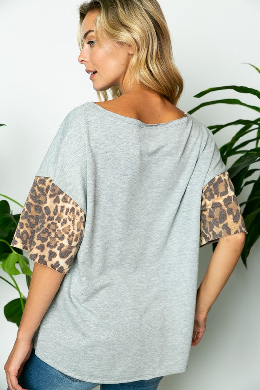 e Luna Terry Solid Animal Boxy Top