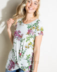 e Luna Floral Jersey Front Twist Tunic Top