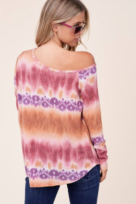 e Luna PLUS Cozy Tie Dye One Shoulder Top