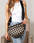 Kaylee Mixed Media Double Zip Crossbody Sling Bag