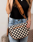 Kaylee Mixed Media Double Zip Crossbody Sling Bag