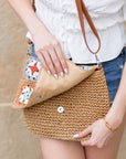 Sylvie Foldover Crochet Woven Crossbody