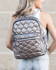 Jade Metallic Puffer Backpack