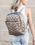 Jade Metallic Puffer Backpack