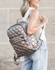 Jade Metallic Puffer Backpack