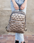 Jade Metallic Puffer Backpack