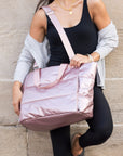 Metallic Puffer Tote