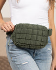 Evyn Quilted Puffer Sling Crossbody Belt Bum Fanny Waist Bag