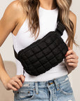 Evyn Quilted Puffer Sling Crossbody Belt Bum Fanny Waist Bag