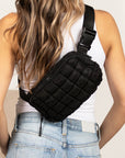 Evyn Quilted Puffer Sling Crossbody Belt Bum Fanny Waist Bag