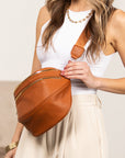Sabrina Double Zip Leather Crescent Sling