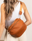 Sabrina Double Zip Leather Crescent Sling