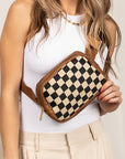 Alva Mixed Media Check Sling Crossbody Belt Bum Fanny Waist Bag