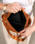 Sabrina Double Zip Leather Crescent Sling