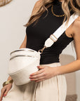 Sabrina Double Zip Leather Crescent Sling