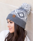 C.C® Aztec Knit Pom Beanie Hat