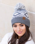C.C® Aztec Knit Pom Beanie Hat