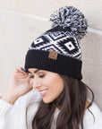 C.C® Aztec Knit Pom Beanie Hat