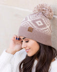 C.C® Aztec Knit Pom Beanie Hat