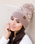 C.C® Aztec Knit Pom Beanie Hat