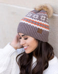 C.C® Nordic Fair Isle Pom Beanie Hat