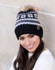 C.C® Nordic Fair Isle Pom Beanie Hat