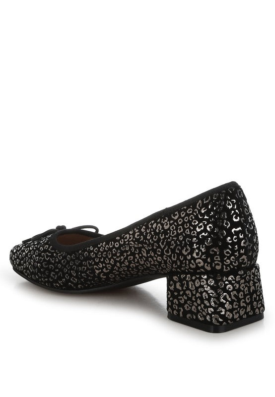 Ningen Leopard Print Block Heel Ballerinas