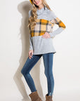 e Luna Plaid Mixed Turtle Neck Top