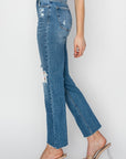 RISEN High Rise Distressed Ankle Jeans