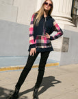 e Luna Plaid Mixed Hoodie Sweatshirt