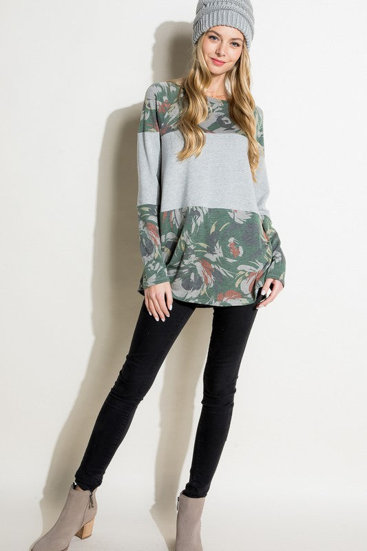 e Luna Floral Mixed Terry Tunic